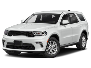 2021 black dodge durango front left angle view